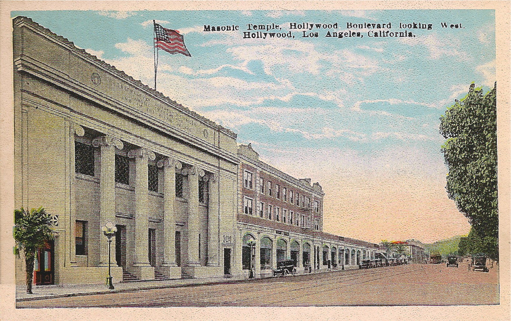 The old Masonic Temple on Hollywood Boulevard, looking west